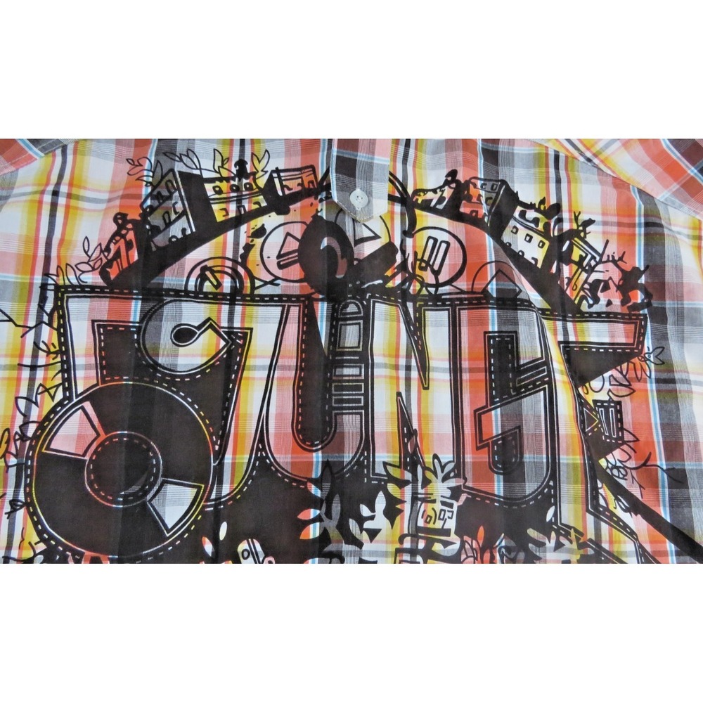 Five Jungle Y2K VTG Plaid Short Sleeve Graphic Button Up Shirt Men 4XL Skate Hip - Picture 14 of 16